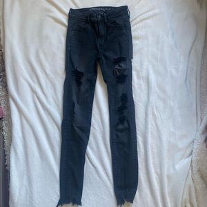 American eagle black ripped jeans